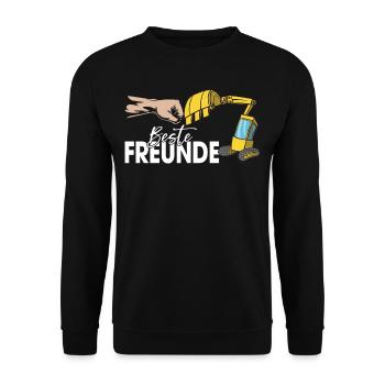 Lustige Bauarbeiter & Baustelle Baggerfahrer - Unisex Pullover - Schwarz - Vorne - Alina (178cm) & Michal (187cm)