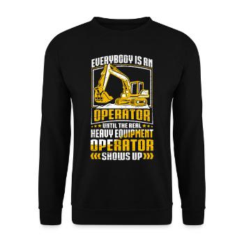 Funny construction workers & construction site excavator drivers - Unisex Sweatshirt - black - Front - Alina (178cm) & Michal (187cm)