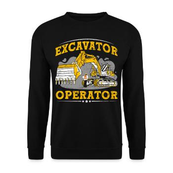 Lustige Bauarbeiter & Baustelle Baggerfahrer - Unisex Pullover - Schwarz - Vorne - Alina (178cm) & Michal (187cm)