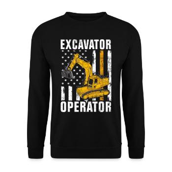 Lustige Bauarbeiter & Baustelle Baggerfahrer - Unisex Pullover - Schwarz - Vorne - Alina (178cm) & Michal (187cm)