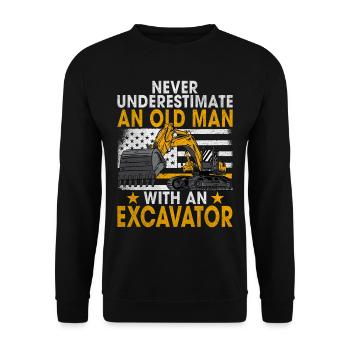 Lustige Bauarbeiter & Baustelle Baggerfahrer - Unisex Pullover - Schwarz - Vorne - Alina (178cm) & Michal (187cm)