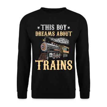 Train Saying Slogan - Ce garçon rêve de trains - Sweat-shirt Unisexe - noir - Devant - Alina (178cm) & Michal (187cm)
