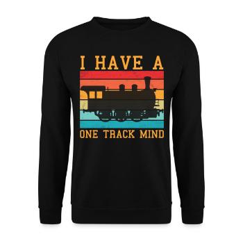Slogan du train - J’ai un à voie unique - Sweat-shirt Unisexe - noir - Devant - Alina (178cm) & Michal (187cm)