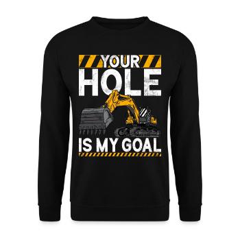 Lustige Bauarbeiter & Baustelle Baggerfahrer - Unisex Pullover - Schwarz - Vorne - Alina (178cm) & Michal (187cm)