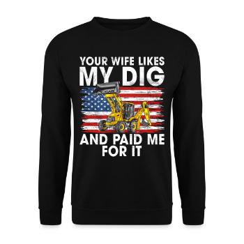 Funny construction workers & construction site excavator drivers - Unisex Sweatshirt - black - Front - Alina (178cm) & Michal (187cm)