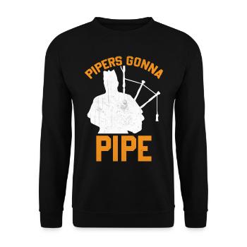 Slogan de Bagpiper Saying - Les joueurs de cornemuse vont à la pipe - Sweat-shirt Unisexe - noir - Devant - Alina (178cm) & Michal (187cm)