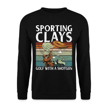 Tontaubenschießen & Lustige Sportschütze Tontauben - Unisex Pullover - Schwarz - Vorne - Alina (178cm) & Michal (187cm)