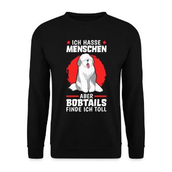 Bobtail finde ich toll altenglischer Schäferhund - Unisex Pullover - Schwarz - Vorne - Alina (178cm) & Michal (187cm)