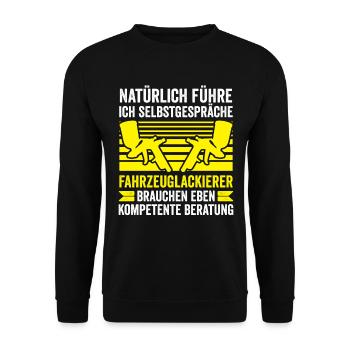 Fahrzeuglackierer Selbstgespräche Autolackierer - Unisex Pullover - Schwarz - Vorne - Alina (178cm) & Michal (187cm)