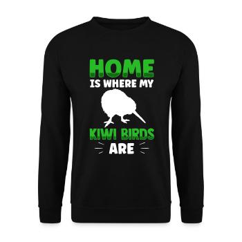 L’oiseau kiwi est la maison L’oiseau kiwi de Nouvelle-Zélande - Sweat-shirt Unisexe - noir - Devant - Alina (178cm) & Michal (187cm)