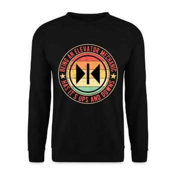 Elevator mechanic Elevator fitter - Unisex Sweatshirt - black - Front - Alina (178cm) & Michal (187cm)