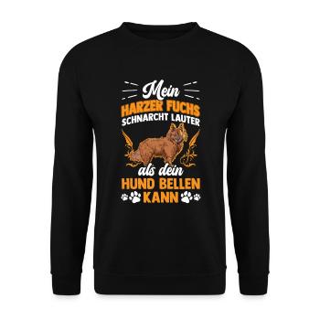 Harzer Fuchs schnarcht lauter Hütefuchs - Unisex Pullover - Schwarz - Vorne - Alina (178cm) & Michal (187cm)