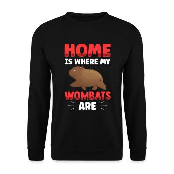 Wombat ist mein Zuhause Beuteltier Wombat - Unisex Pullover - Schwarz - Vorne - Alina (178cm) & Michal (187cm)