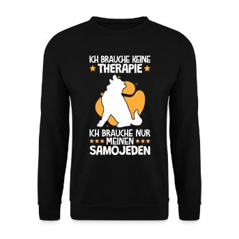 Brauche nur meinen Samojede Schlittenhund - Unisex Pullover - Schwarz - Vorne - Alina (178cm) & Michal (187cm)