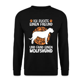 Irischer Wolfshund suchte Freund Wolfhound - Unisex Pullover - Schwarz - Vorne - Alina (178cm) & Michal (187cm)
