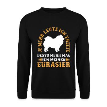 Desto mehr mag ich Eurasier Eurasian Dog - Unisex Pullover - Schwarz - Vorne - Alina (178cm) & Michal (187cm)