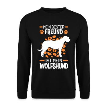 Irischer Wolfshund ist mein Freund Wolfhound - Unisex Pullover - Schwarz - Vorne - Alina (178cm) & Michal (187cm)