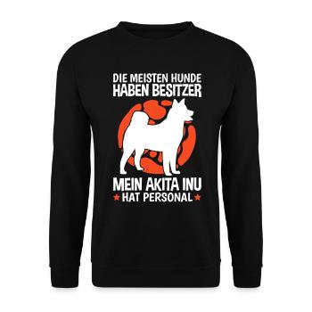 Mein Akita Inu hat Personal japanischer Spitz - Unisex Pullover - Schwarz - Vorne - Alina (178cm) & Michal (187cm)