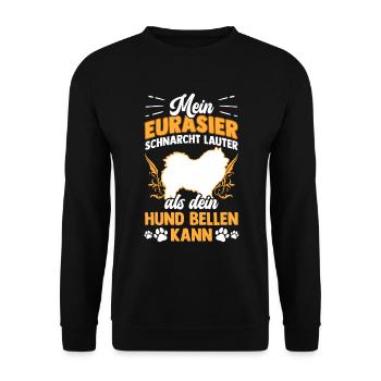 Mein Eurasier schnarcht lauter Eurasian Dog - Unisex Pullover - Schwarz - Vorne - Alina (178cm) & Michal (187cm)