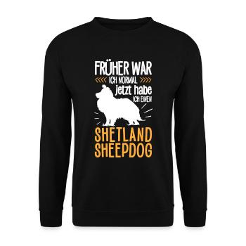 Shetland Sheepdog normal britischer Sheepdog - Unisex Pullover - Schwarz - Vorne - Alina (178cm) & Michal (187cm)