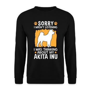 An Akita Inu gedacht japanischer Spitz - Unisex Pullover - Schwarz - Vorne - Alina (178cm) & Michal (187cm)