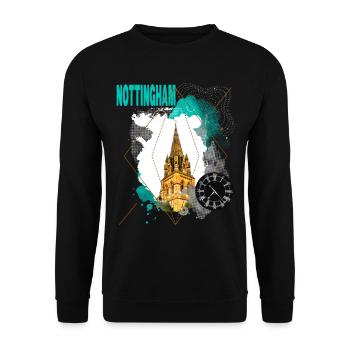 Nottingham England UK City Skyline Vintage Retro - Unisex Sweatshirt - black - Front - Alina (178cm) & Michal (187cm)