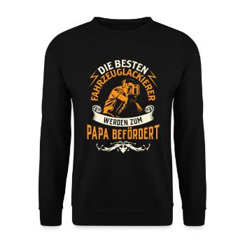 Fahrzeuglackierer zum Papa befördert Lackierer - Unisex Pullover - Schwarz - Vorne - Alina (178cm) & Michal (187cm)