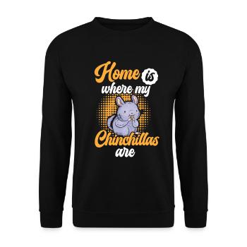 Home is where my chinchilla is rodent - Unisex Sweatshirt - black - Front - Alina (178cm) & Michal (187cm)