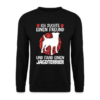 Fand einen Jagdterrier Deutscher Jagdhund - Unisex Pullover - Schwarz - Vorne - Alina (178cm) & Michal (187cm)