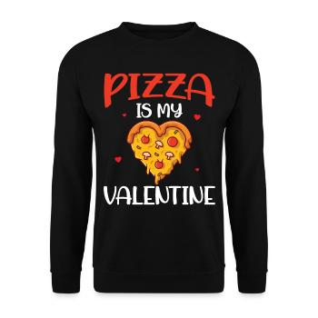 Valentine's Day Fast Food - Pizza Is My Valentine - Unisex Pullover - Schwarz - Vorne - Alina (178cm) & Michal (187cm)