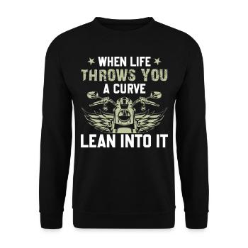 Motorcycle When Life Throws You A Curve Lean Into - Unisex Sweatshirt - black - Front - Alina (178cm) & Michal (187cm)