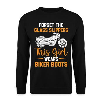 Motorcycle Women - This Girl Wears Biker Boots - Unisex Sweatshirt - black - Front - Alina (178cm) & Michal (187cm)