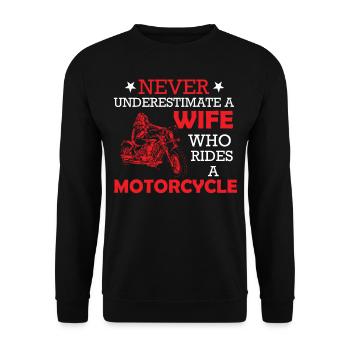 Motorcycle Never Underestimate A Wife Who Rides A - Unisex Sweatshirt - black - Front - Alina (178cm) & Michal (187cm)