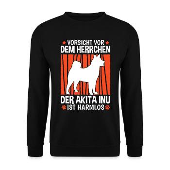 Vorsicht vor dem Herrchen Akita Inu - Unisex Pullover - Schwarz - Vorne - Alina (178cm) & Michal (187cm)
