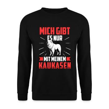 Nur mit meinem Owtscharka Kaukasischer Owtscharka - Unisex Pullover - Schwarz - Vorne - Alina (178cm) & Michal (187cm)