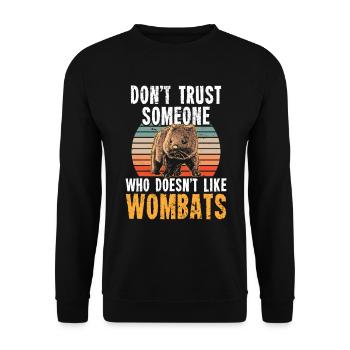 Wombat nicht vertrauen Australien Beuteltier - Unisex Pullover - Schwarz - Vorne - Alina (178cm) & Michal (187cm)