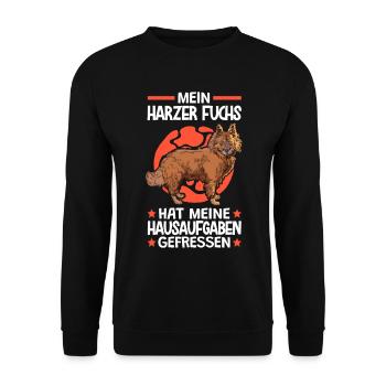 Harzer Fuchs hat Hausaufgaben gefressen - Unisex Pullover - Schwarz - Vorne - Alina (178cm) & Michal (187cm)