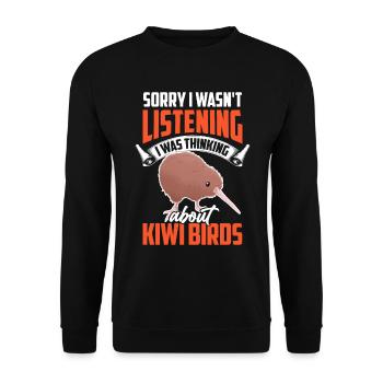 Kiwi Vogel lustiger Spruch Neuseeland Kiwi - Unisex Pullover - Schwarz - Vorne - Alina (178cm) & Michal (187cm)