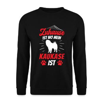 Owtscharka ist Zuhause Kaukasischer Owtscharka - Unisex Pullover - Schwarz - Vorne - Alina (178cm) & Michal (187cm)