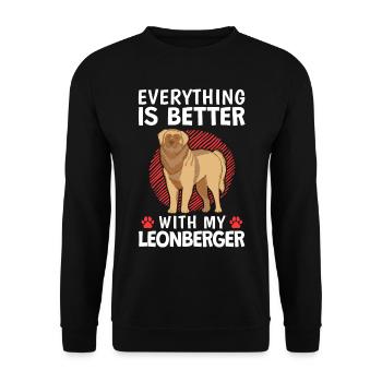 Tout va mieux avec mon Leonberger - Sweat-shirt Unisexe - noir - Devant - Alina (178cm) & Michal (187cm)
