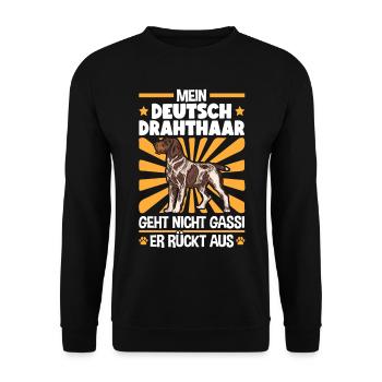 Deutsch Drahthaar Gassi gehen Jagdhund - Unisex Pullover - Schwarz - Vorne - Alina (178cm) & Michal (187cm)