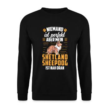 Shetland Sheepdog ist perfekt britischer Sheepdog - Unisex Pullover - Schwarz - Vorne - Alina (178cm) & Michal (187cm)