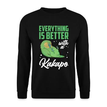 Alles besser mit Kakapo flugunfähiger Kakapo - Unisex Pullover - Schwarz - Vorne - Alina (178cm) & Michal (187cm)