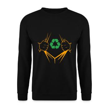 Symbole de recyclage pour le cadeau du collecteur d’ordures - Sweat-shirt Unisexe - noir - Devant - Alina (178cm) & Michal (187cm)