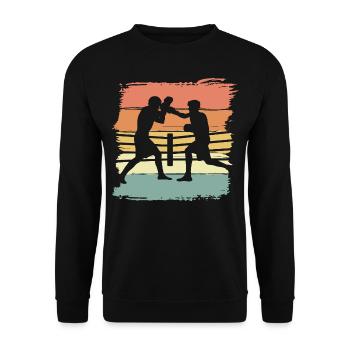 Boxen retro - Unisex Pullover - Schwarz - Vorne - Alina (178cm) & Michal (187cm)