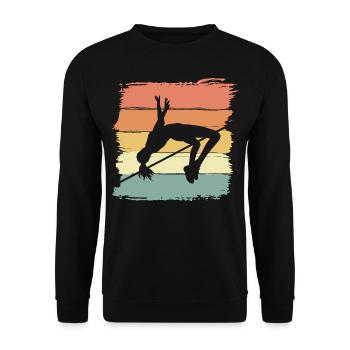 Hochsprung Frauen Hochsprung Retro - Unisex Pullover - Schwarz - Vorne - Alina (178cm) & Michal (187cm)