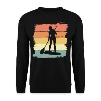 Paddleboard Frauen vintage retro - Unisex Pullover - Schwarz - Vorne - Alina (178cm) & Michal (187cm)
