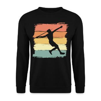 Speerwurf retro - Unisex Pullover - Schwarz - Vorne - Alina (178cm) & Michal (187cm)
