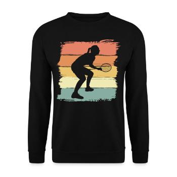 Badminton Frauen Retro Vintage Badminton Geschenk - Unisex Pullover - Schwarz - Vorne - Alina (178cm) & Michal (187cm)