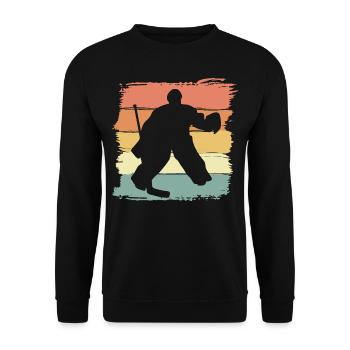 Gardien de but de hockey sur glace rétro - Sweat-shirt Unisexe - noir - Devant - Alina (178cm) & Michal (187cm)
